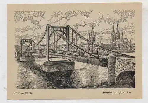5000 KÖLN, Hindenburgbrücke, Künstler-Karte
