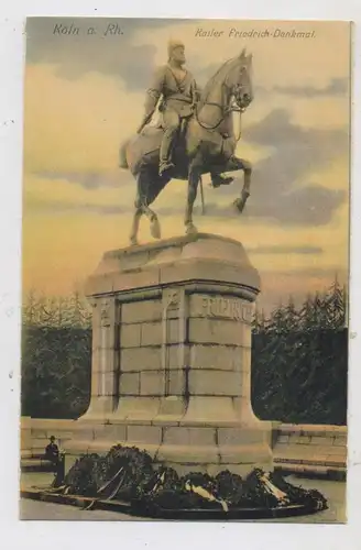 5000  KÖLN, Bolzengasse / Markmannsgasse, Reiterdenkmal Kaiser Friedrich, Kranzniederlegung, Phänomen-Künstlerkarte