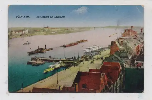 5000 KÖLN, Leystapel, Anleger der Personenschiffe, Frachtschiffe, Blick auf Deutz, 1919