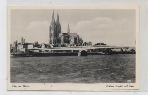 5000 KÖLN, Deutzer Brücke, 50er Jahre, noch gut sichtbare Kriegsschäden, Verlag Kratz # 5003