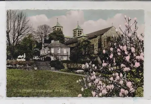 4750 UNNA, Stadtgarten und Kirche, 1953
