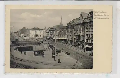5000 KÖLN - MÜLHEIM, Brückenvorplatz (Wiener Platz), Blick in die Buchheimer Strasse, Kiosk, Oldtimer, 1939