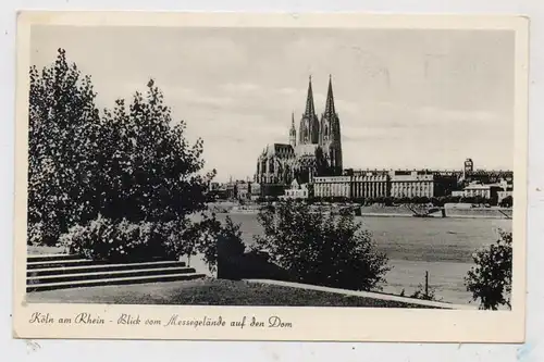 5000 KÖLN - DEUTZ, Blick vom Messegelände auf den Dom, 1958, belgische Militärpost