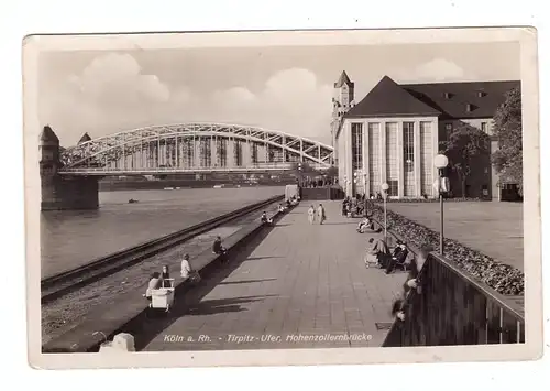 5000 KÖLN - DEUTZ, Tirpitz-Ufer, Hohenzollernbrücke, belebte Szene, viele Kinderwagen, 30er Jahre, Schöning Verlag