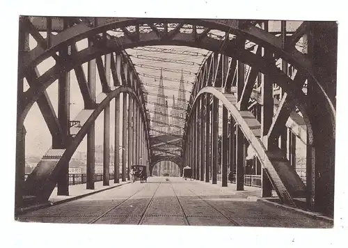 5000  KÖLN, Hohenzollernbrücke, Durchblick zum Dom, Droschken, Heiss und Co.