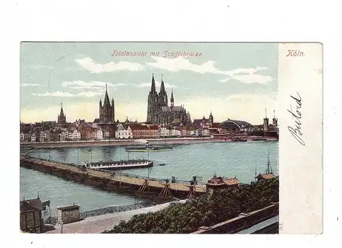 5000 KÖLN - DEUTZ, Rheinufer, Schiffsbrücke, Badeanstalt, 1906