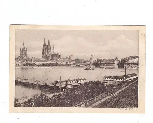 5000  KÖLN - DEUTZ, Schiffsbrücke, Rhein - Schwimmbäder, Werbe-Karte Wiese's Cacao und Schokolade