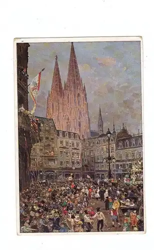 5000  KÖLN, KARNEVAL, Rosenmontagszug am Wallrafplatz, Künstler-Karte Rüdell, 1921