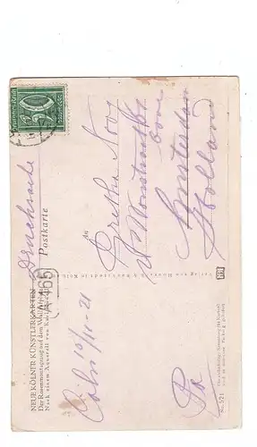5000  KÖLN, KARNEVAL, Rosenmontagszug am Wallrafplatz, Künstler-Karte Rüdell, 1921