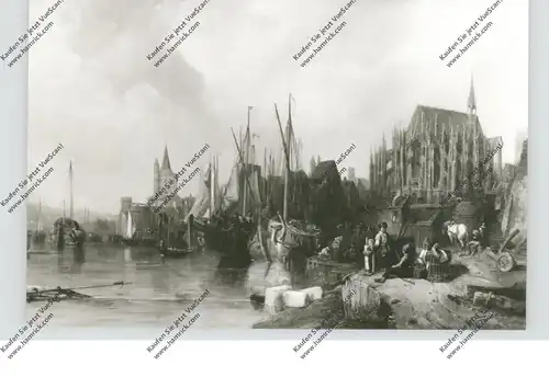 5000  KÖLN, Historische Ansicht W.C. Stanfield, Rheinufer & der unvollendete Dom, Rhein. Landesmuseum Bonn