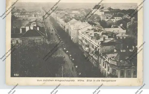 LIETUVA / LITAUEN - WILNA / VILNIUS, Blick in die Georgstrasse, deutsche Militärkolonne, 1917, deutsche Feldpost