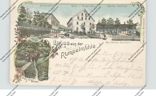NIEDER-SCHLESIEN - OBER-WÜSTEGIERSDORF / GLUSZYCA, Lithographie, Gruss von der Rumpelmühle