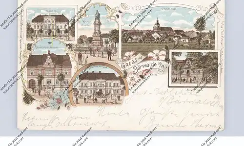 NEUMARK - BÄRWALDE / MIESZKOWICE, Kreis Königsberg, Lithographie 1899, Hotel, Schützenhaus.., Bahnpost