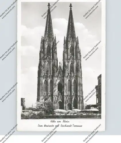 5000 KÖLN, Cafe Reichard, Kölner Dom mit Zerstörungen 2.Weltkrieg, 1951