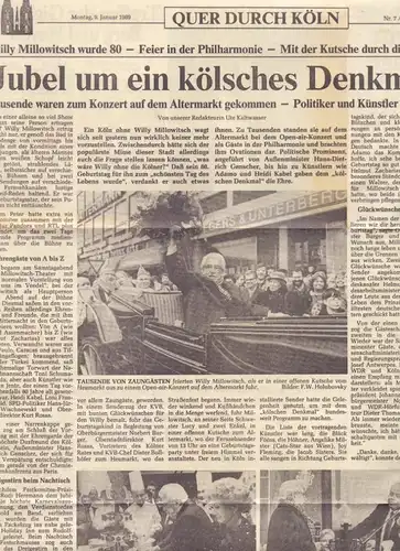 5000  KÖLN, Theater, Willy Millowitsch, kleine Sammlung Zeitungsausschnitte und Autogrammkarten