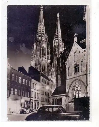 5000 KÖLN, Kirchen, Andreaskloster, Andreaskirche bei Nacht, 1960