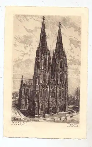 5000 KÖLN, Kölner Dom, Westansicht, Künstler-Karte Jander-Berlin, 1936