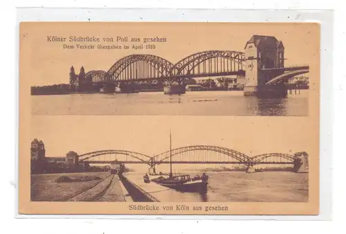 5000 KÖLN, Südbrücke von Poll aus gesehen, 1910