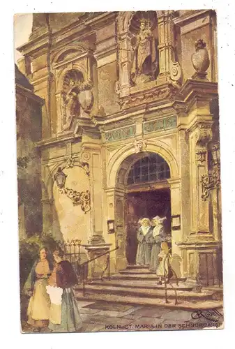 5000 KÖLN, Kirchen, St.Maria in der Schnurgasse, Altstadt-Süd, Künstler-Karte Rüdell, min berieben
