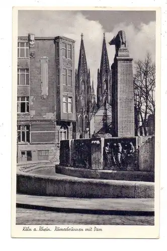 5000 KÖLN, Römerbrunnen und Kölner Dom, 1951, belgische Militärpost