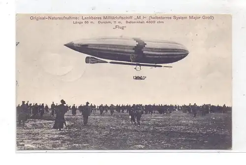 5000 KÖLN, Luftverkehr, Lenkbares Militärluftschiff M I, Major Groß, Luftschiffermanöver 1909 Köln-Bickendorf