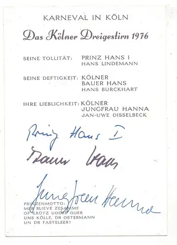 5000 KÖLN, KARNEVAL, Dreigestirn 1976