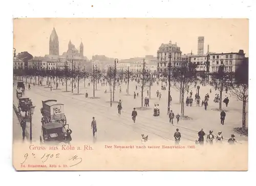 5000 KÖLN, Der Neumarkt nach der Renovation, 1902, Eis-Verkaufs-Wagen