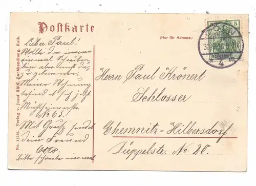 5000 KÖLN, BIER, Brauerei Kalk Zechenbrauerei (Gebr. Sünner), Schlachthof Kalk...1906