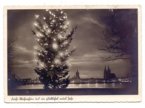 5000 KÖLN - DEUTZ, Weihnachtsbaum am Rhein, 1939, kl.Knick