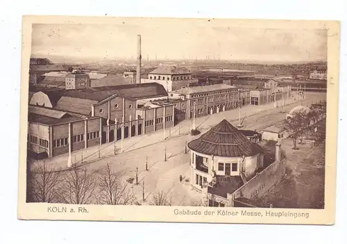 5000 KÖLN - DEUTZ, Messe, Haupteingang, 1927, rücks. Klebereste