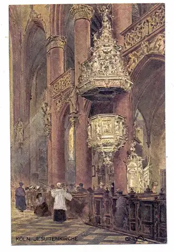 5000 KÖLN, Kirche, Innenansicht der Jesuitenkirche, Künstler-Karte Rüdell