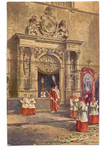 5000 KÖLN, Kirche, Portal der Jesuitenkirche, Künstler-Karte Rüdell