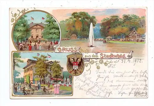 5000 KÖLN - LINDENTHAL, Lithographie, Stadtwaldrestaurant, 1902, nach Mödrath gelaufen