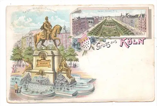 5000 KÖLN, Kaiser-Wilhelm-Ring, Kaiser-Wilhelm-Denkmal, Lithographie, 1906