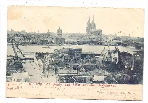 5000 KÖLN - DEUTZ, Blick aus der Vogelschau auf die linke Rheinseite, 1899