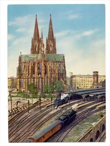 5000 KÖLN, Hauptbahnhof v. d. Hohenzollernbrücke, Dampflokomotiven, 1956