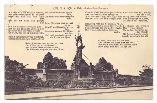 5000 KÖLN, Heinzelmännchen-Brunnen und Gedicht, 1913
