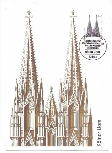 5000 KÖLN, KÖLNER DOM, Maximum-Karte 2001, Michel 2206