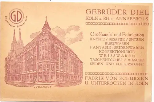 5000 KÖLN, Gebrüder Diel - Dielhaus, 1917, Firmenlochung / Perfin