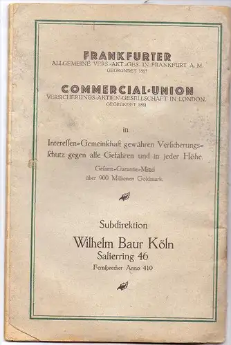 5000 KÖLN, Mitgliederverzeichnis Kölner Männer Gesang Verein / Wolkenburg Kasino, 1924, 35 Seiten, altersb. Erhaltung