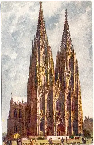 5000 KÖLN, Künstler-Karte Charles Flower, Kölner Dom, Westseite, Tuck