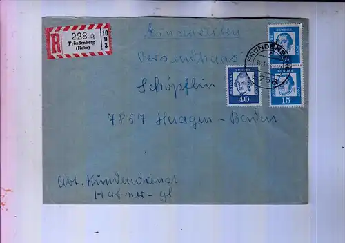 5758 FRÖNDENBERG, POSTGESCHICHTE, Einschreib-Brief 1963, R-Zettel noch ohne PLZ