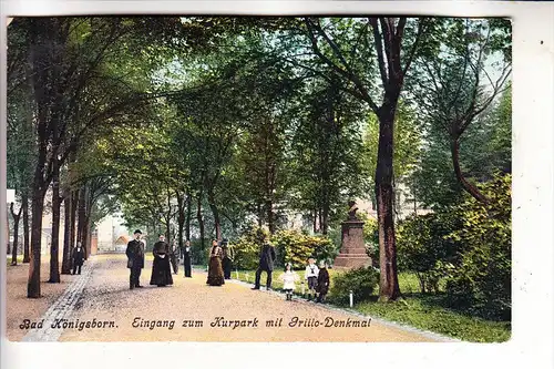4750 UNNA - KÖNIGSBORN, Eingang zum Kurpark und Grillo-Denkmal, 1906