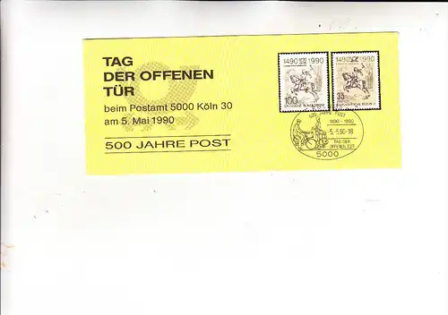 5000 KÖLN, POSTGESCHICHTE, Sondermarkenheftchen, Tag der offenen Tür, Köln 30, 5.Mai 1990