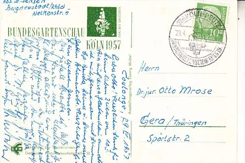 5000 KÖLN, EREIGNIS, Bundesgartenschau 1957, Ruheplatz am Tanzbrunnen, Ersttag 29.4.57