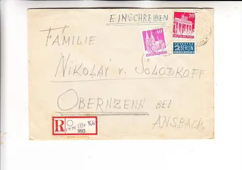 5014 KERPEN - HORREM, POSTGESCHICHTE, Einschreiben Handstempel, 1949