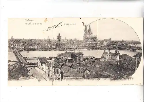 5000 KÖLN - DEUTZ, 3-fach Klappkarte, 1902, leichte Einrisse in der Falz