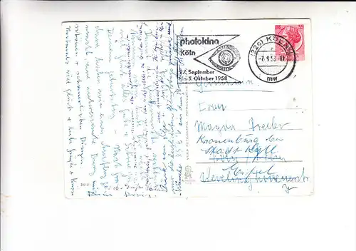 5000 KÖLN, POSTGESCHICHTE, Sonderstempel Photokina 1958 auf ital. Marke