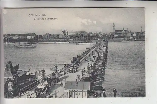 5000 KÖLN, Schiffbrücke, Blick auf Deutz, 1906, Trenkler-Leipzig