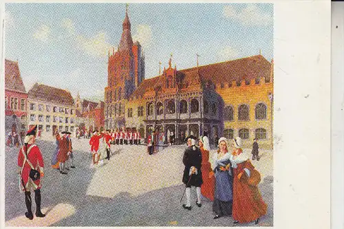 5000 KÖLN, KARNEVAL, Gemälde Rote Funken vor dem Kölner Rathaus